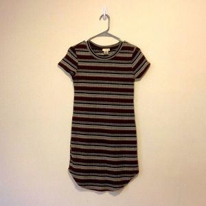 Red and Green Stripped Bodycon Dress